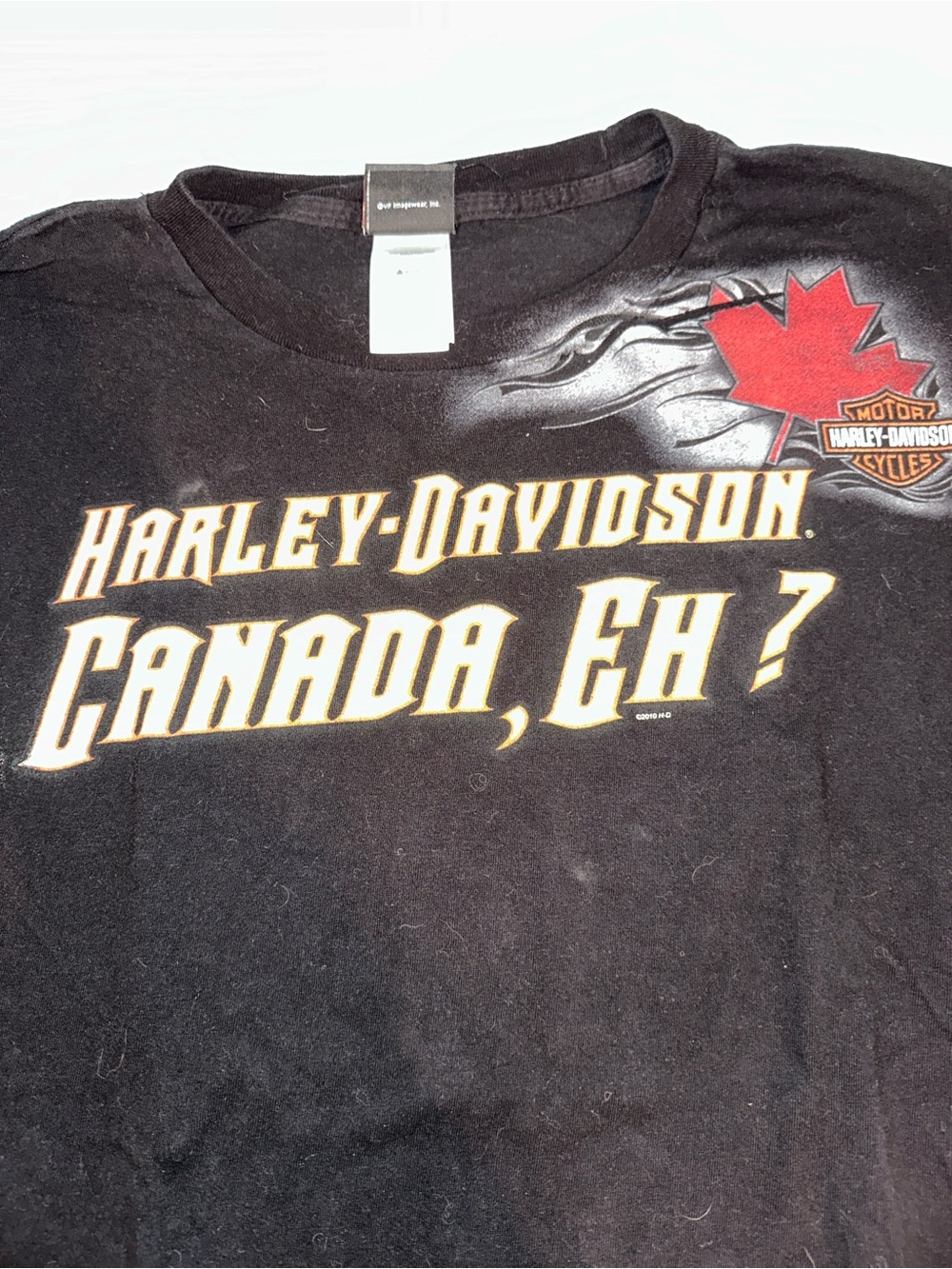 Vintage Harley-Davidson Black Canada Flame Logo Short Sleeve Tee